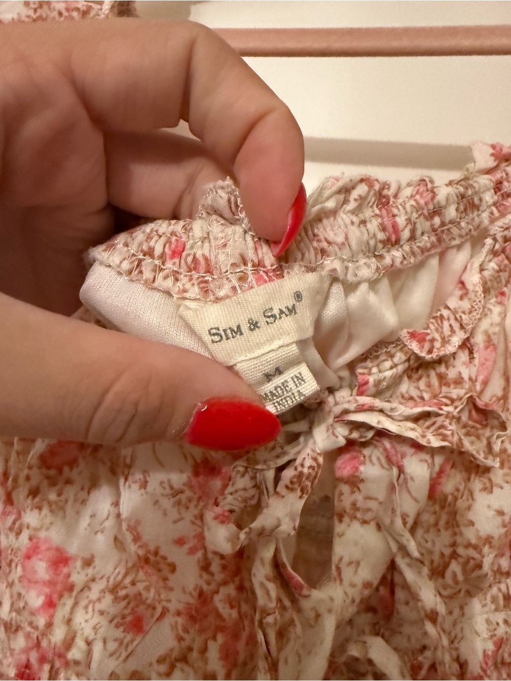 Smocked Floral Maxi Dress in Cream and Pink - Picture 6 of 9